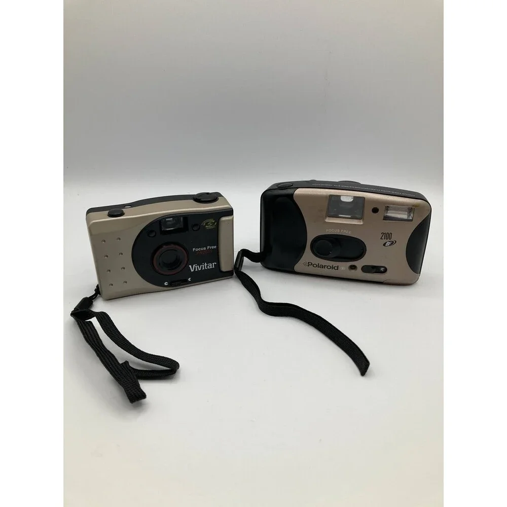 Vivitar PN2011 & Polaroid 2100 BF 35mm Point & Shoot Film Cameras Lot of 2